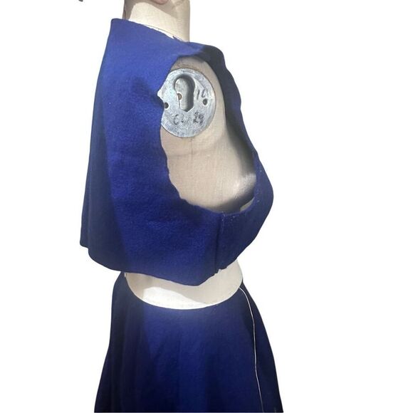 Vintage Handmade Womens Blue Felt Poodle Cat Skirt and Vest Set Retro Sz Medium - Picture 5 of 15